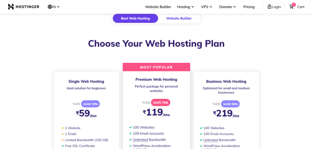 hostinger web hosting plan