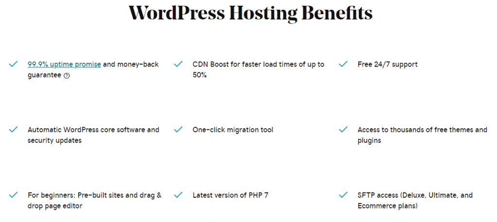 Godaddy WordPress Hosting benefits