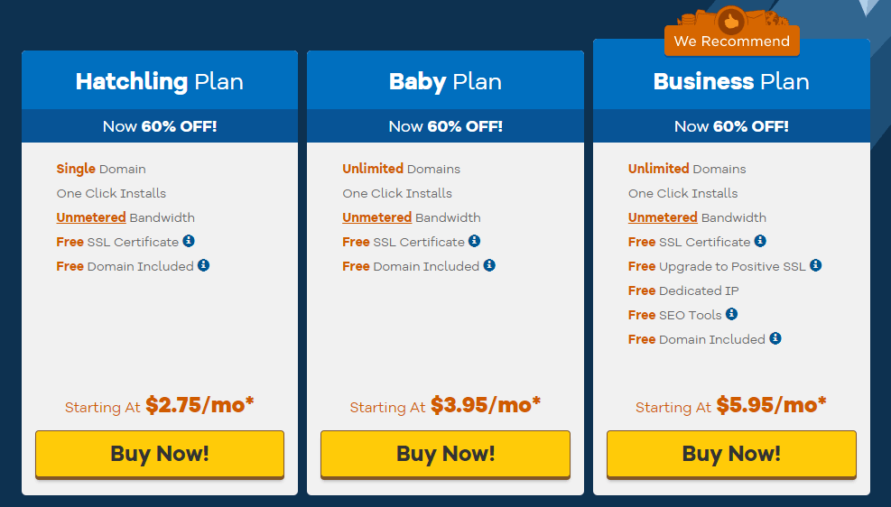 hostgator pricing plan